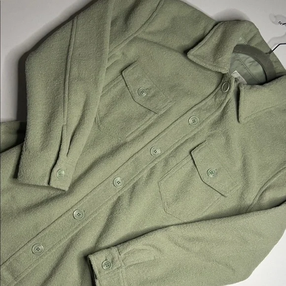Joie Light Green Fleece  Shacket - Picture 6 of 11